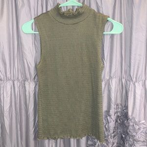 Smocked High Neck Tank Top